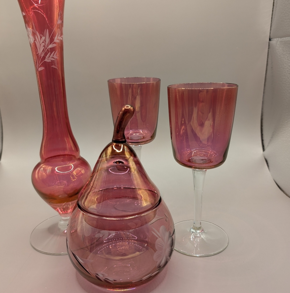 Elegant Pink Glassware Set